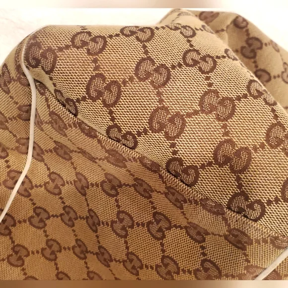 GUCCI - Tote Bag Vintage Monogram  Positano GG -w/silk gucci scarf- AUTHENTIC- - Picture 11 of 12